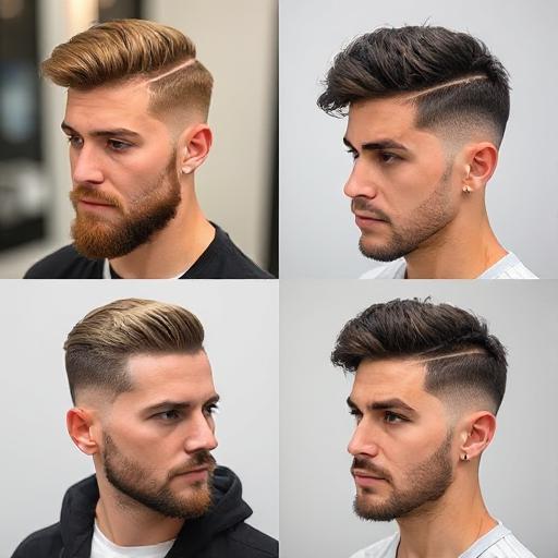 Diverse men with mid taper fades on different hair types.
