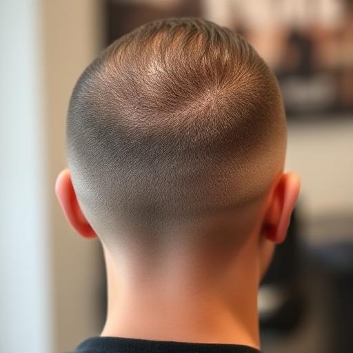 Back view of a man’s head showing a neat mid taper fade growing out.