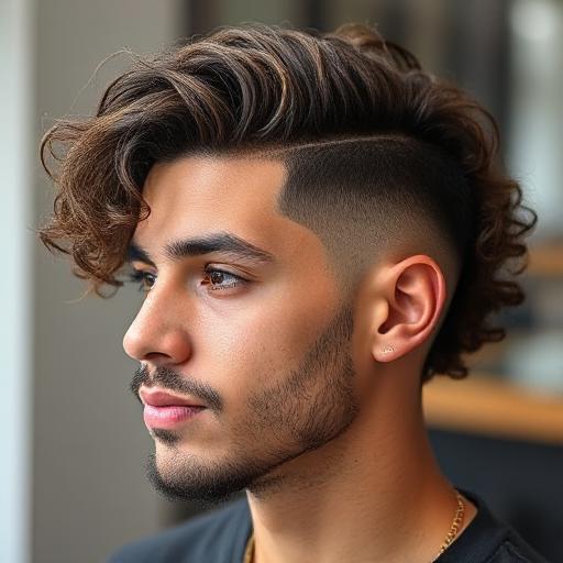Man showing off a blowout taper haircut with natural curls