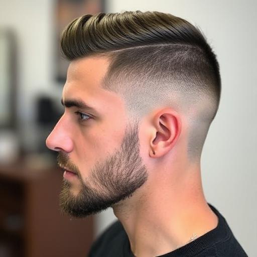 Side view of a man showing the low fade haircut blending