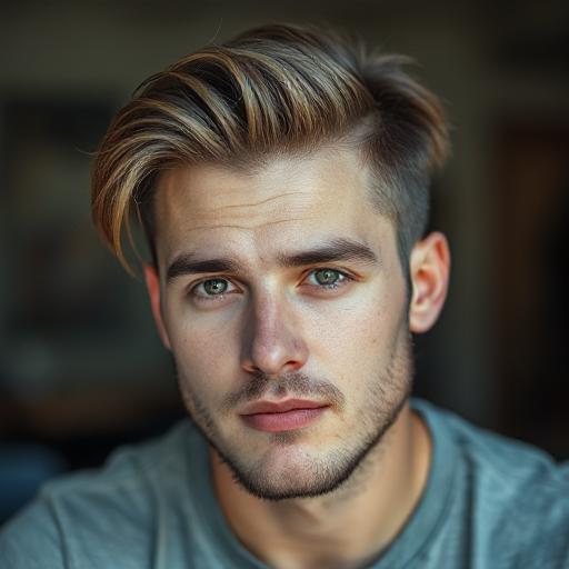 man with side part hairstyle wearing business casual shirt