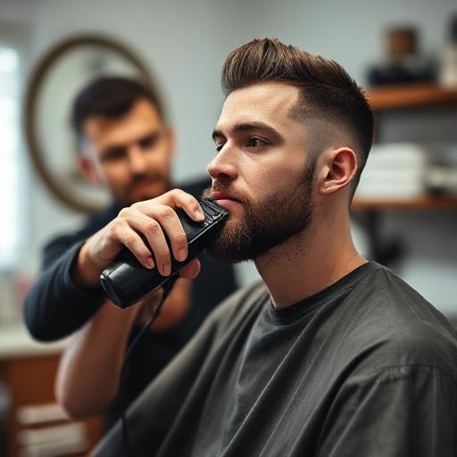 Someone attempting a home haircut with clippers