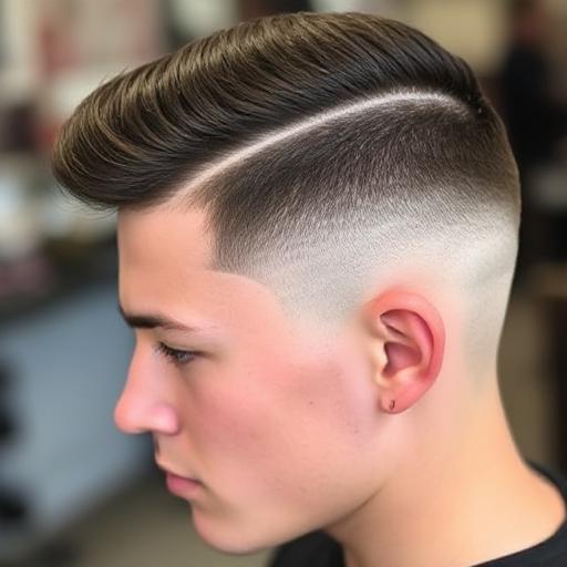 Side view of a taper fade showing the smooth gradient transition from longer hair to shaved skin.