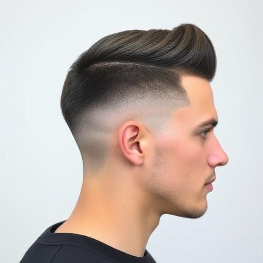 Side profile showing a taper fade haircut with smooth blending