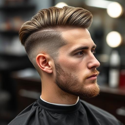 barber applying matte product to a natural side part haircut