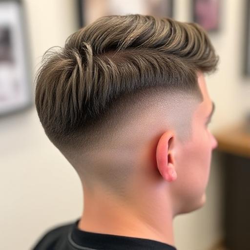 Close-up of a low taper haircut with short sides