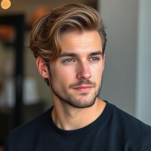 Wavy medium hairstyle for round face