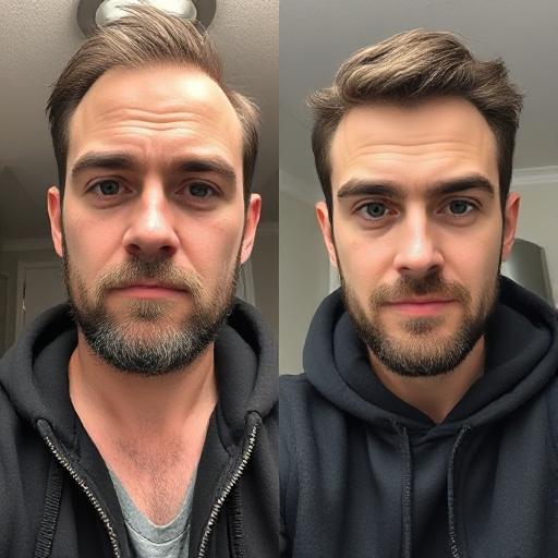 Comparing haircut results on chubby face