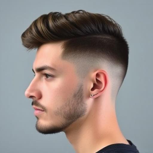 Side profile of a man with a low taper fade
