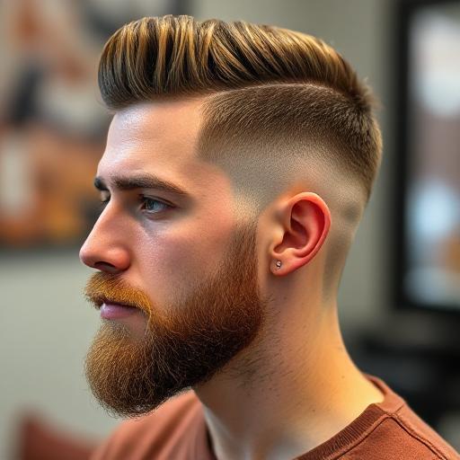 mid taper fade with short beard for a professional appearance