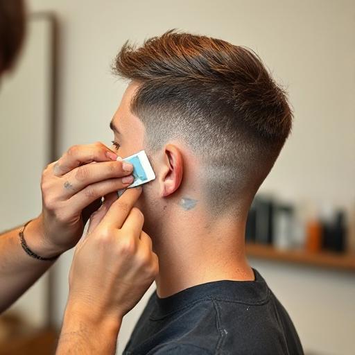 Applying matte hair clay to short hair styled in a french crop.