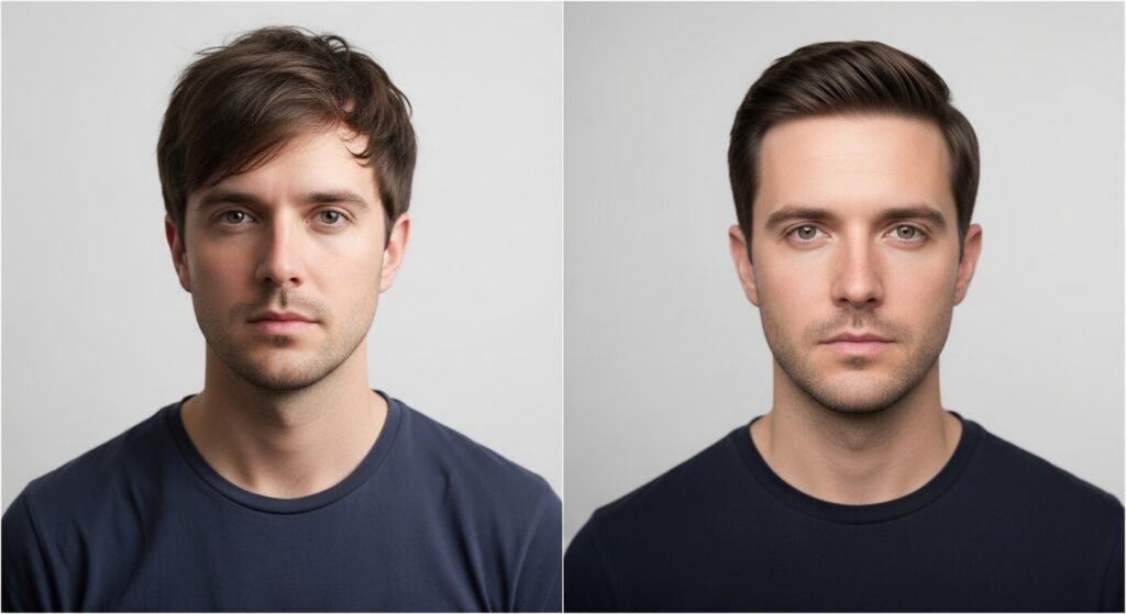 Diamond face haircut before and after