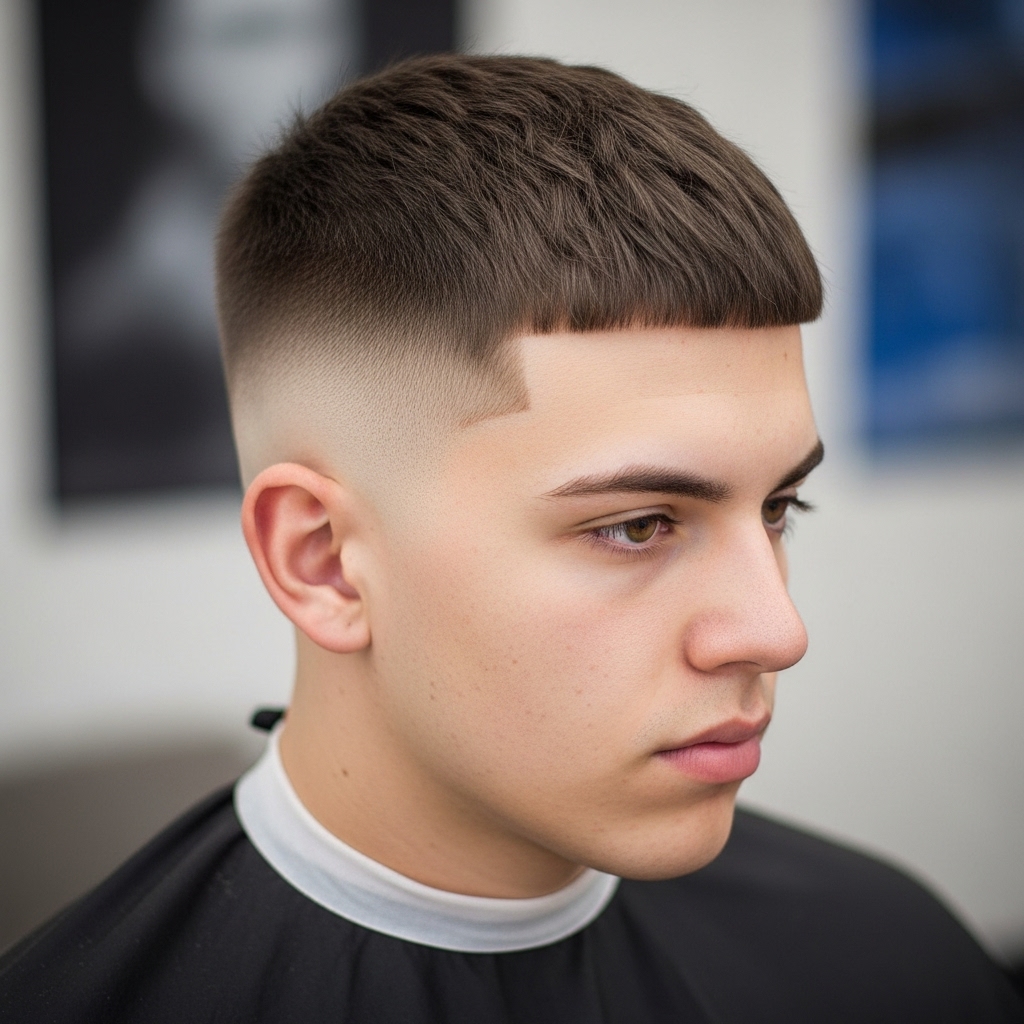 Crew cut mid fade with texture
