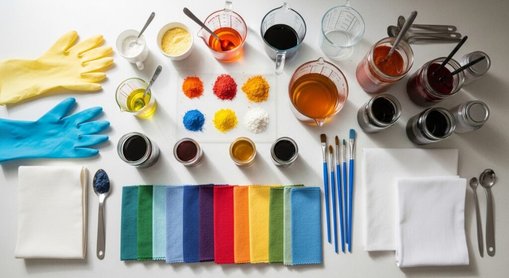 Tools required to dye hair honey blonde at home.