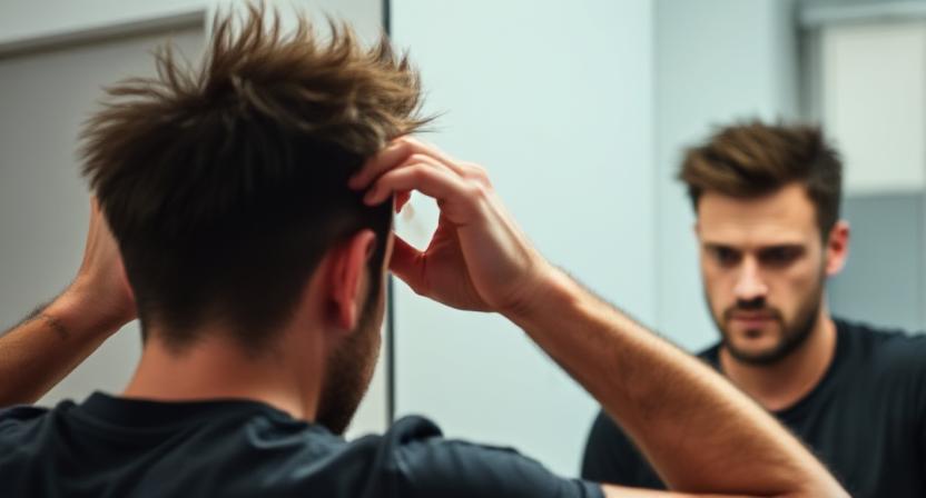 Spiked short hair with clean low taper fade.