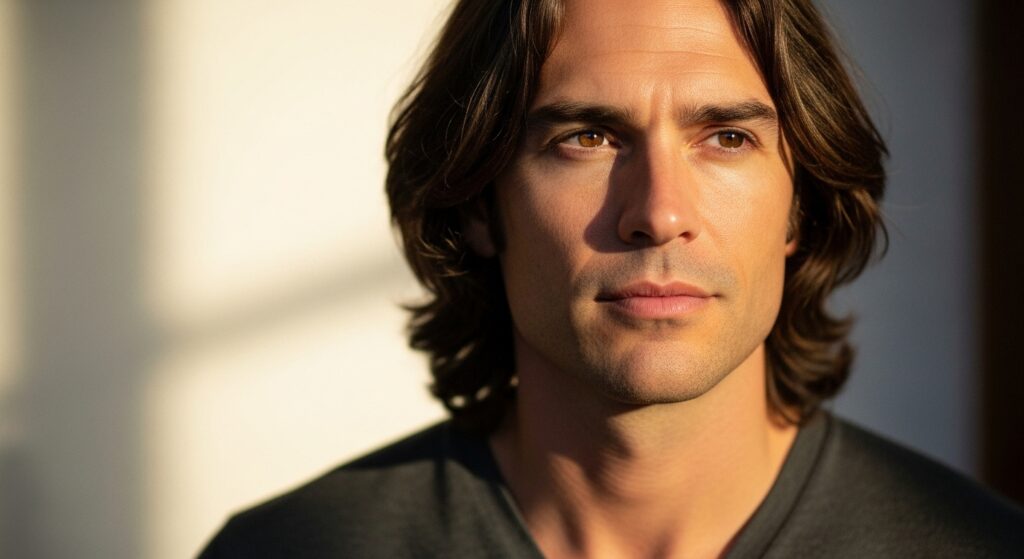 Long hairstyle for men with oval face and thick hair