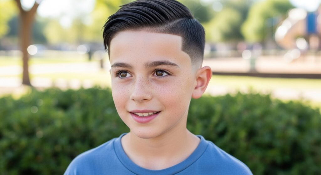 10-year-old boy fade haircut neat look)