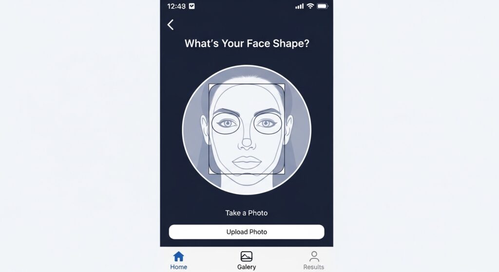 Example of a mobile face shape analyzer app screen.