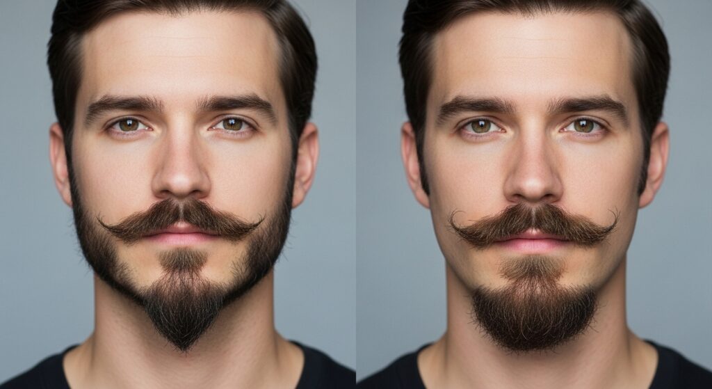 Side-by-side comparison of Van Dyke and goatee beard styles.