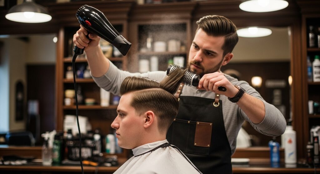 "Pompadour hairstyle for men")