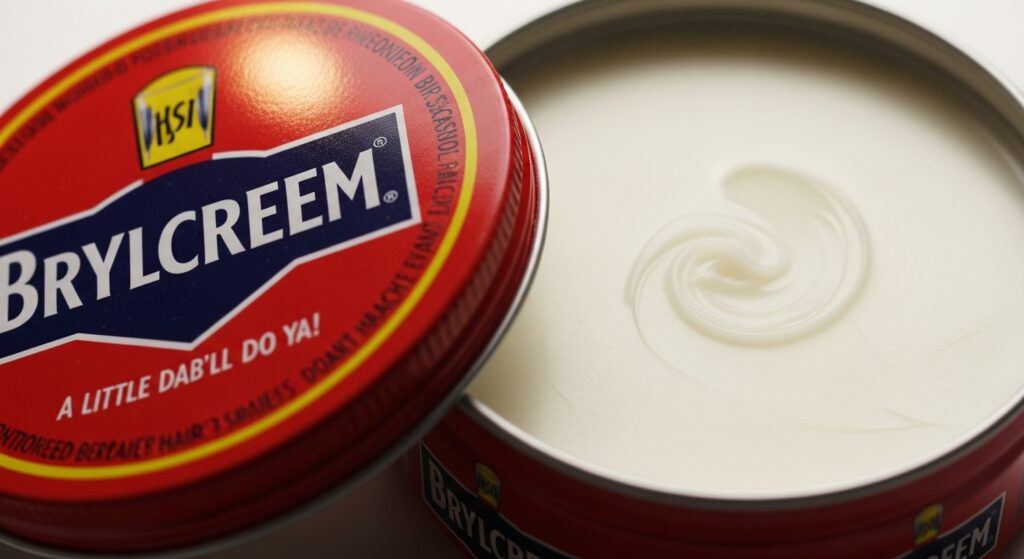 "Open tin of Brylcreem moustache wax."
