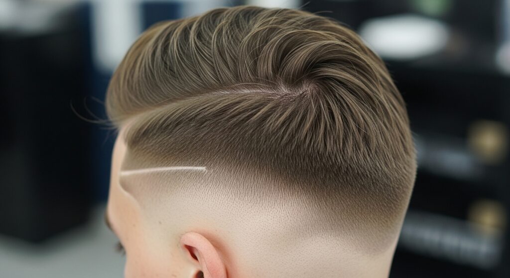 Clean taper fade haircut showing neckline blend.