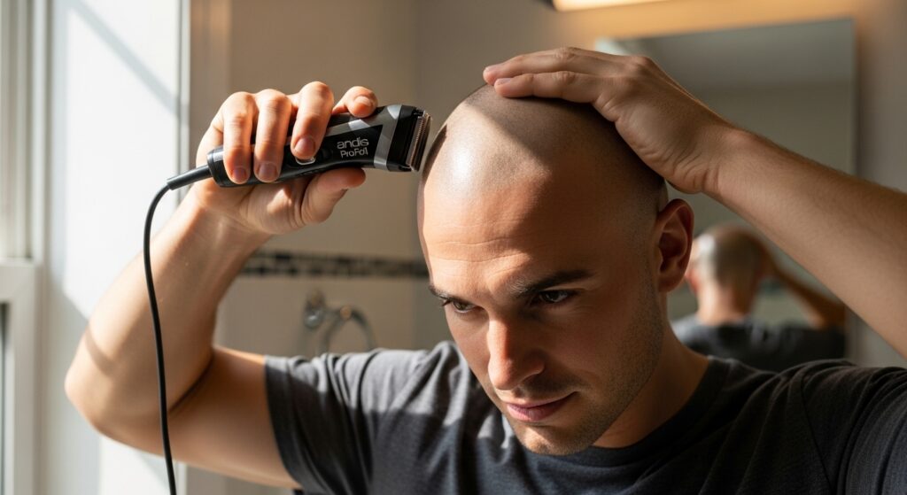 Budget electric razor Andis ProFoil used for bald fade
