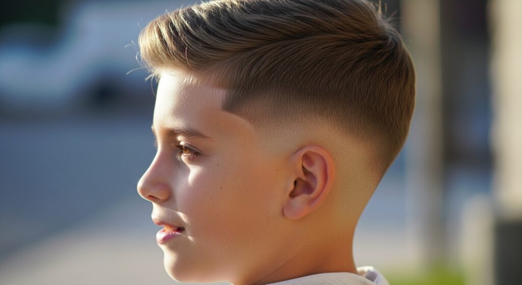 Mid fade haircut for boys side profile)