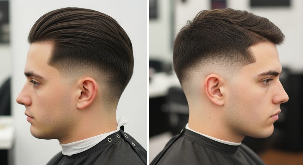 comparaison taper haircut et fade homme