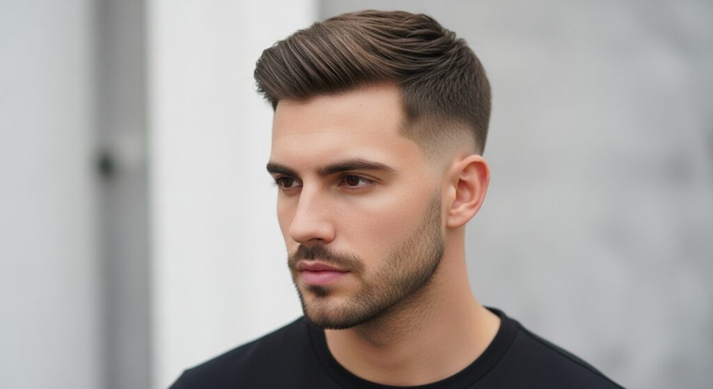 Traditional Viking haircut with braids and shaved sides