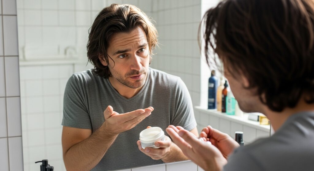 Styling medium length men’s hair with product