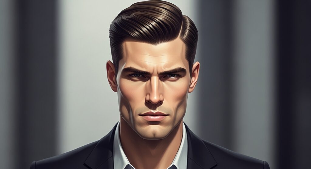 Side part haircut balancing diamond face shape