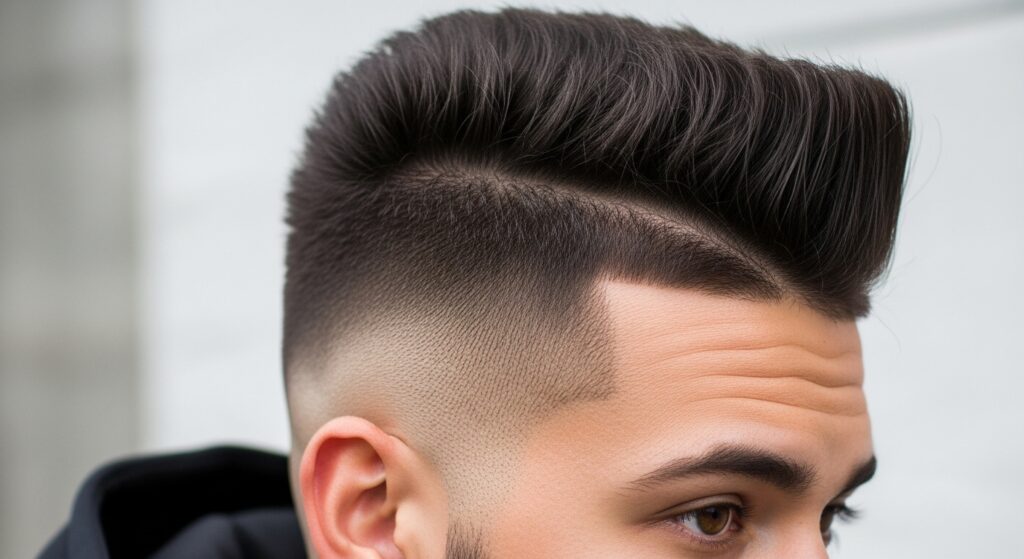  High fade haircut with short buzz cut