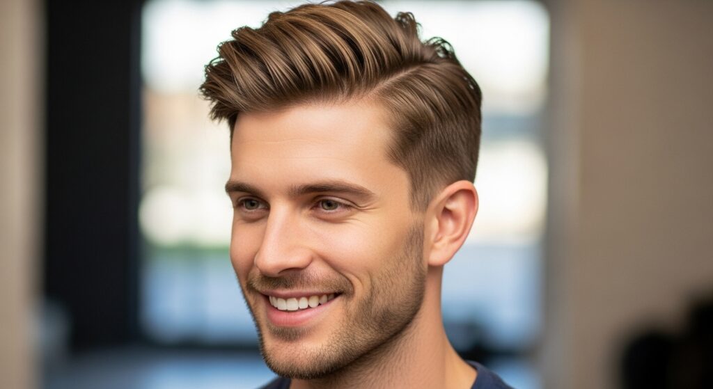 Medium length hairstyle for men with oval face
