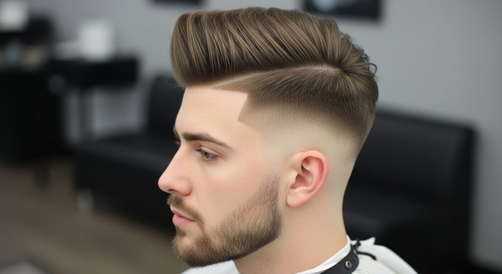 Taper fade hairstyle with volume for diamond face shape"