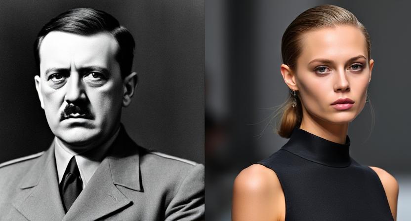 Hitler haircut compared to modern fashion model hairstyle.”