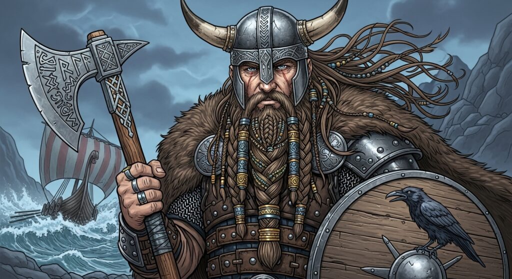 Side-by-side photo collage of a Viking braid and a modern fade haircut.