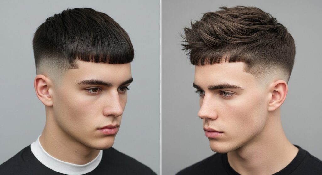 Image idea:

Alt: "Side view of French crop haircut compared to modern textured crop"